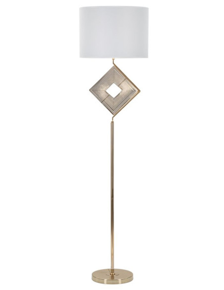 Grand Lampadaire sur pied design art déco Métal Doré Tissu Blanc Move H 161 cm 
