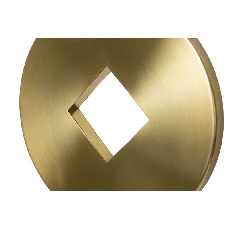 Lampe à poser design art déco Métal Doré Tissu Blanc Coin H 53 cm 