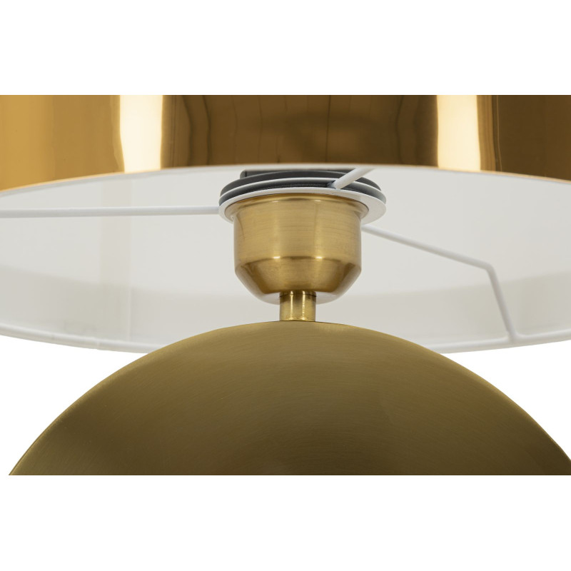 Lampe à poser design art déco Métal Doré Tissu Blanc Coin H 53 cm 