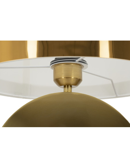 Lampe à poser design art déco Métal Doré Tissu Blanc Coin H 53 cm 