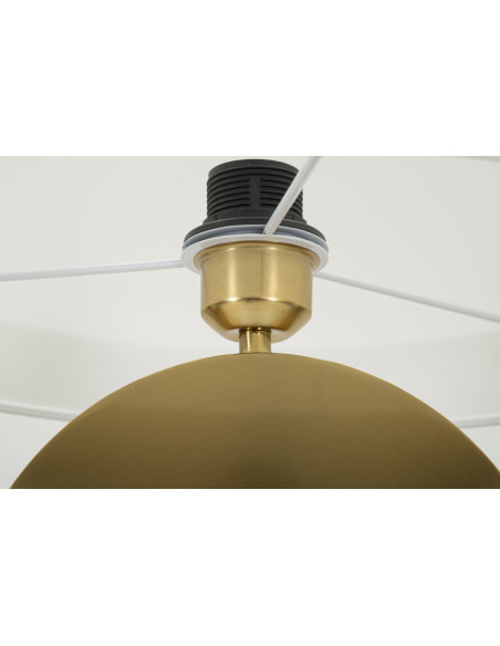 Grand Lampadaire sur pied design art déco Métal Doré Tissu Blanc Coin H 151 cm 