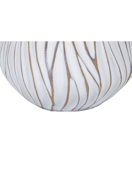Lampe à poser design contemporain Résine Blanc Motif lignes Tissu Beige Honduras H 48 cm 