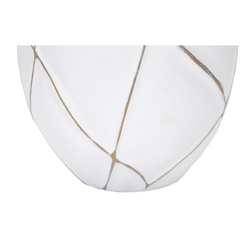 Grande Lampe à poser design contemporain Résine Blanc Motif lignes Tissu Beige Lines H 60 cm 
