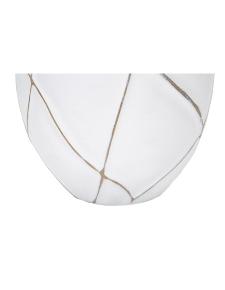 Grande Lampe à poser design contemporain Résine Blanc Motif lignes Tissu Beige Lines H 60 cm 
