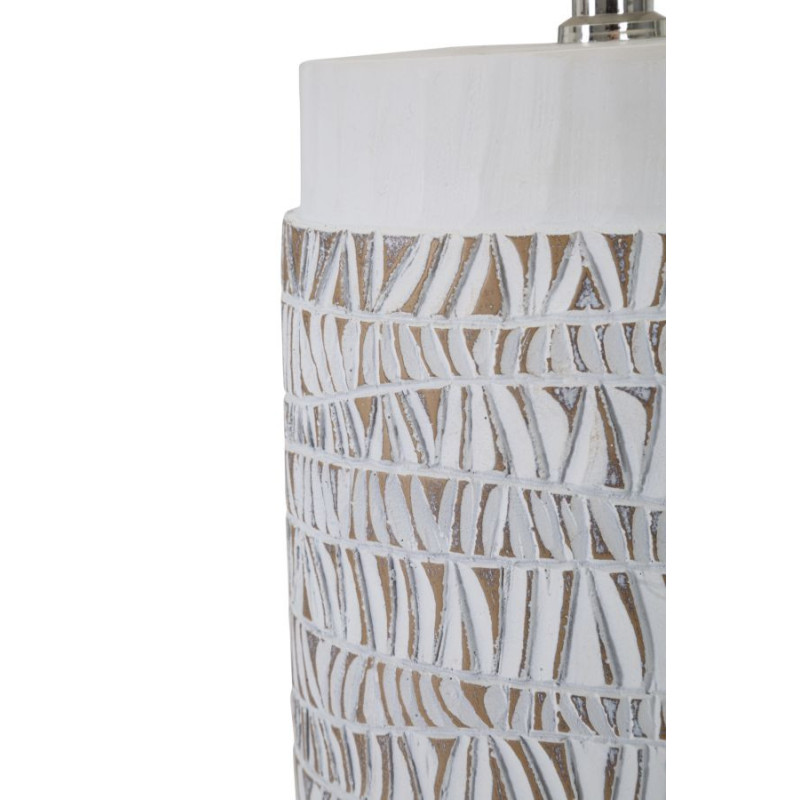 Grande Lampe à poser ethnique chic Résine Blanc Marron clair Tissu Beige Nairobi H 60 cm 