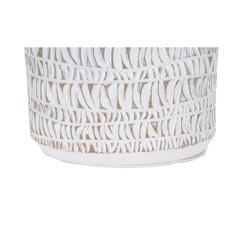 Grande Lampe à poser ethnique chic Résine Blanc Marron clair Tissu Beige Nairobi H 60 cm 