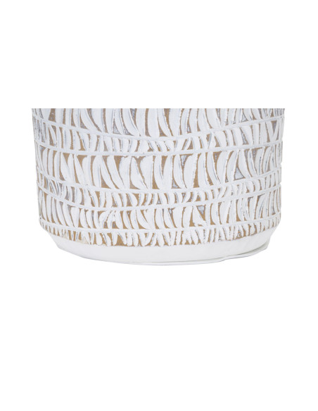Grande Lampe à poser ethnique chic Résine Blanc Marron clair Tissu Beige Nairobi H 60 cm 