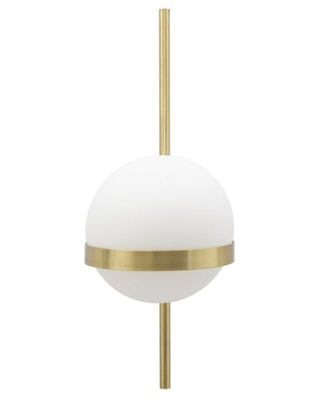 Applique murale design art déco 1 boule Verre Blanc Métal Doré Glamy 