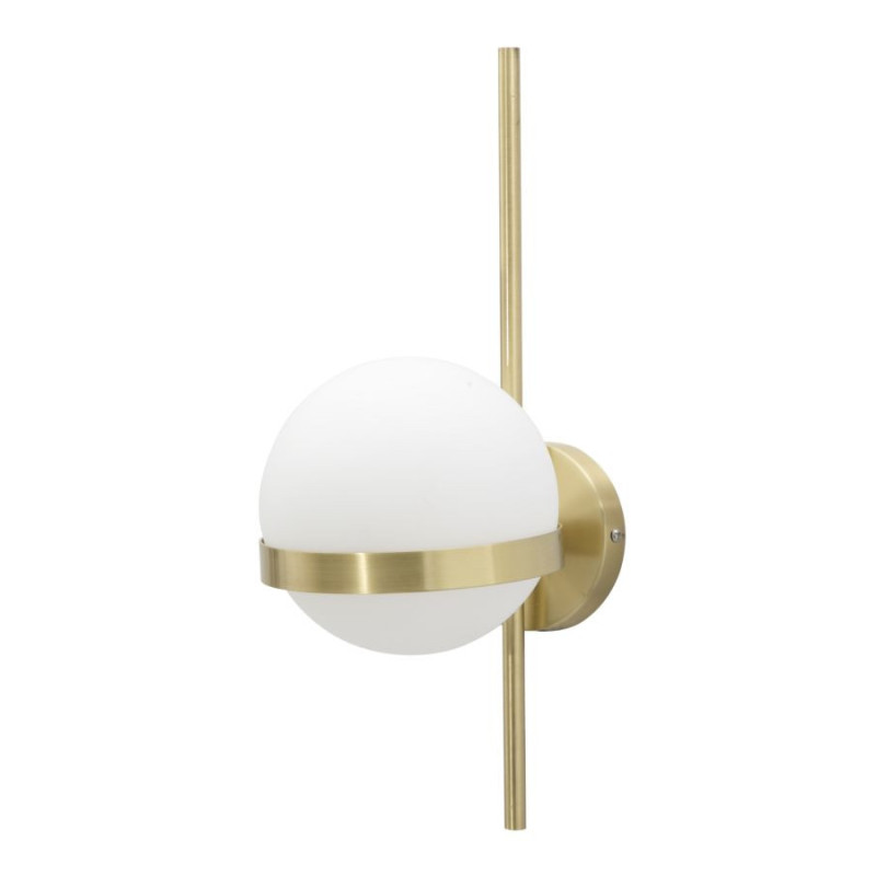 Applique murale design art déco 1 boule Verre Blanc Métal Doré Glamy 