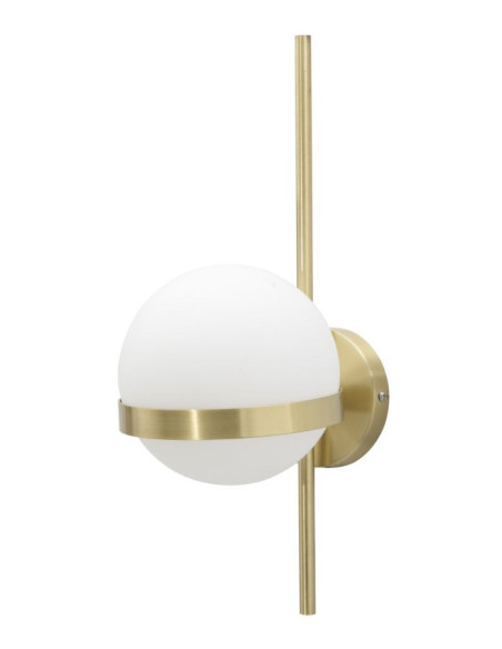 Applique murale design art déco 1 boule Verre Blanc Métal Doré Glamy 