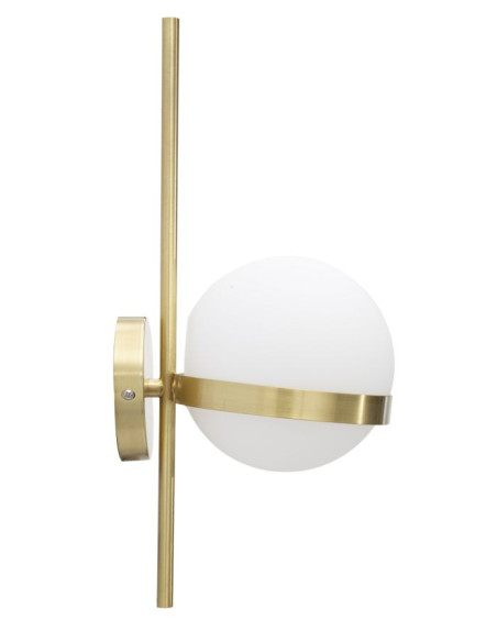 Applique murale design art déco 1 boule Verre Blanc Métal Doré Glamy 