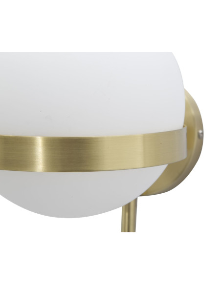 Applique murale design art déco 1 boule Verre Blanc Métal Doré Glamy 