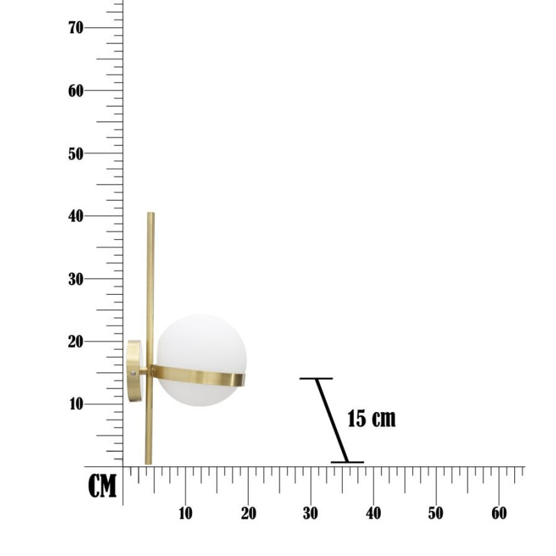 Applique murale design art déco 1 boule Verre Blanc Métal Doré Glamy 