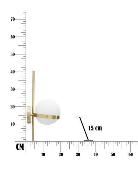 Applique murale design art déco 1 boule Verre Blanc Métal Doré Glamy 
