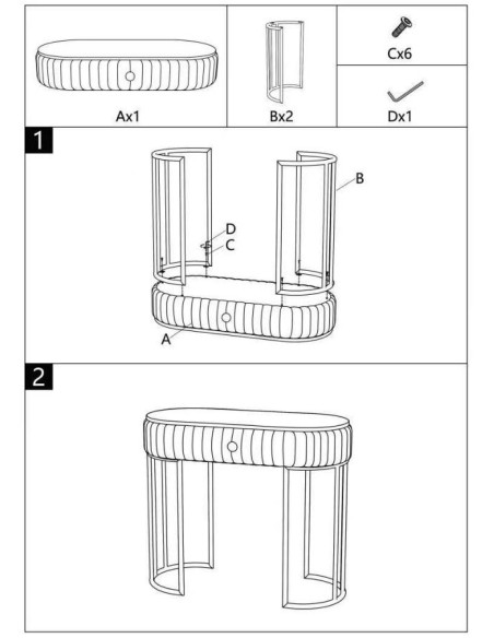 Console moderne Arrondie 1 tiroir en Velours Noir Métal Doré Bois Blanc Effet marbre Montpellier 
