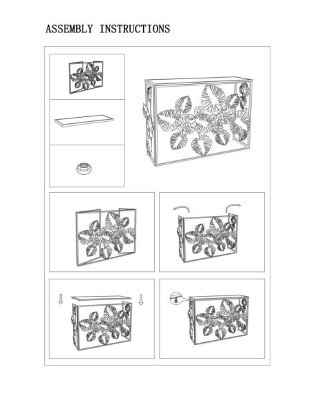 Console moderne Rectangulaire en Métal Doré Miroir Motif feuilles Floris 