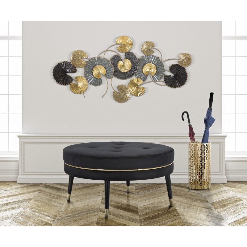 Porte parapluie design chic Rond Métal Doré Motif art déco Oblin H 47 cm 