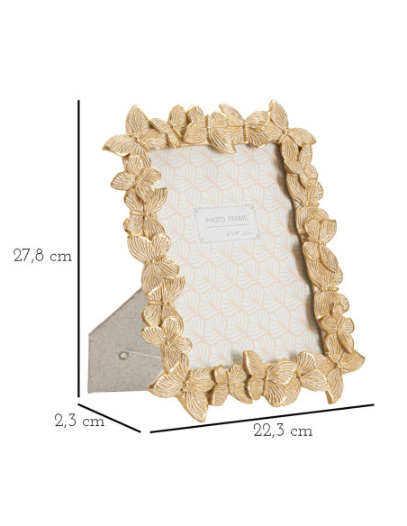 Cadre photo design chic Papillons pour photo 15x20 Résine Doré Farfalle 