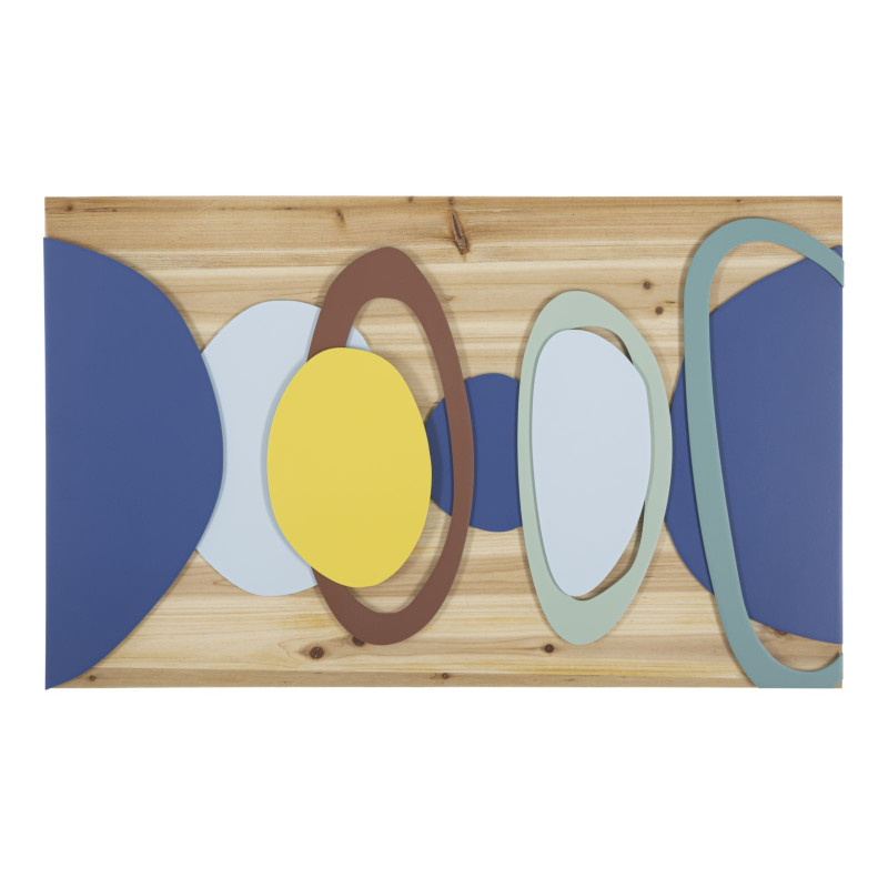 Décoration murale design abstrait Bois de sapin Naturel Bois MDF Multicolore Planeti 80x50 