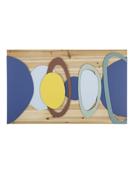 Décoration murale design abstrait Bois de sapin Naturel Bois MDF Multicolore Planeti 80x50 