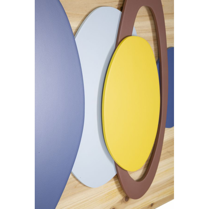 Décoration murale design abstrait Bois de sapin Naturel Bois MDF Multicolore Planeti 80x50 
