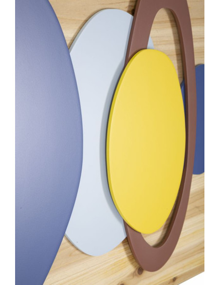 Décoration murale design abstrait Bois de sapin Naturel Bois MDF Multicolore Planeti 80x50 