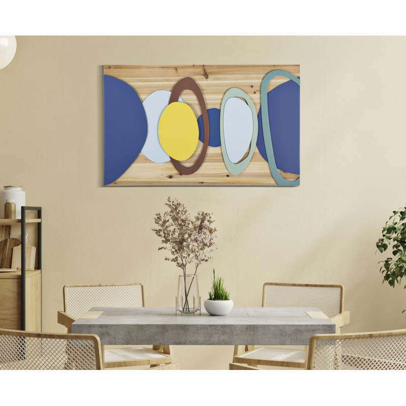 Décoration murale design abstrait Bois de sapin Naturel Bois MDF Multicolore Planeti 80x50 