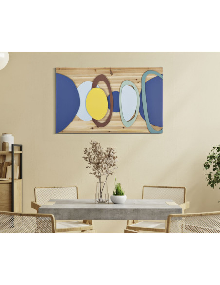 Décoration murale design abstrait Bois de sapin Naturel Bois MDF Multicolore Planeti 80x50 