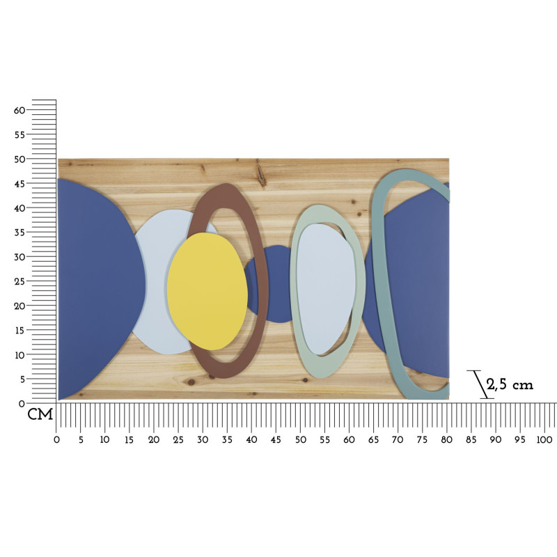 Décoration murale design abstrait Bois de sapin Naturel Bois MDF Multicolore Planeti 80x50 