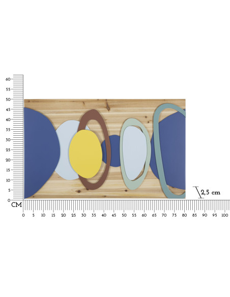 Décoration murale design abstrait Bois de sapin Naturel Bois MDF Multicolore Planeti 80x50 
