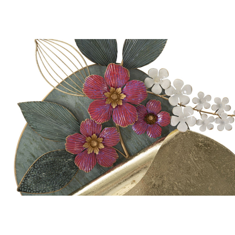 Décoration murale design Fleurs & Papillon Métal Doré Verre Rouge Gard H 84 cm 