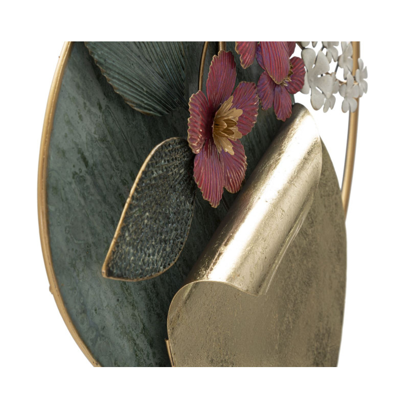 Décoration murale design Fleurs & Papillon Métal Doré Verre Rouge Gard H 84 cm 