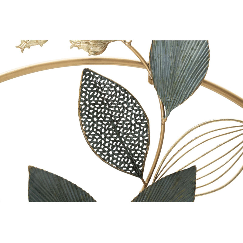 Décoration murale design Fleurs & Papillon Métal Doré Verre Rouge Gard H 84 cm 