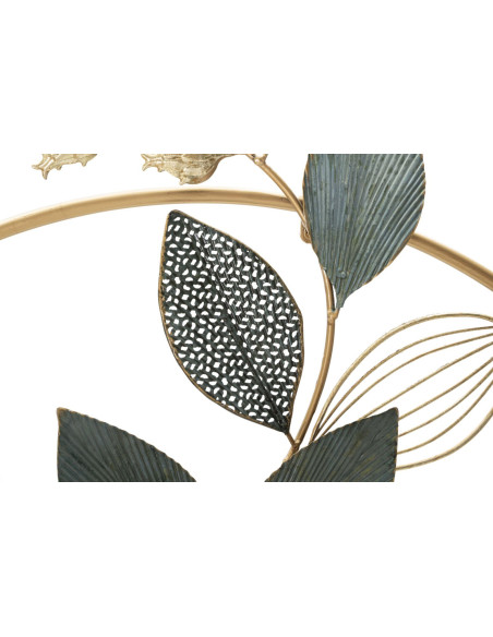 Décoration murale design Fleurs & Papillon Métal Doré Verre Rouge Gard H 84 cm 