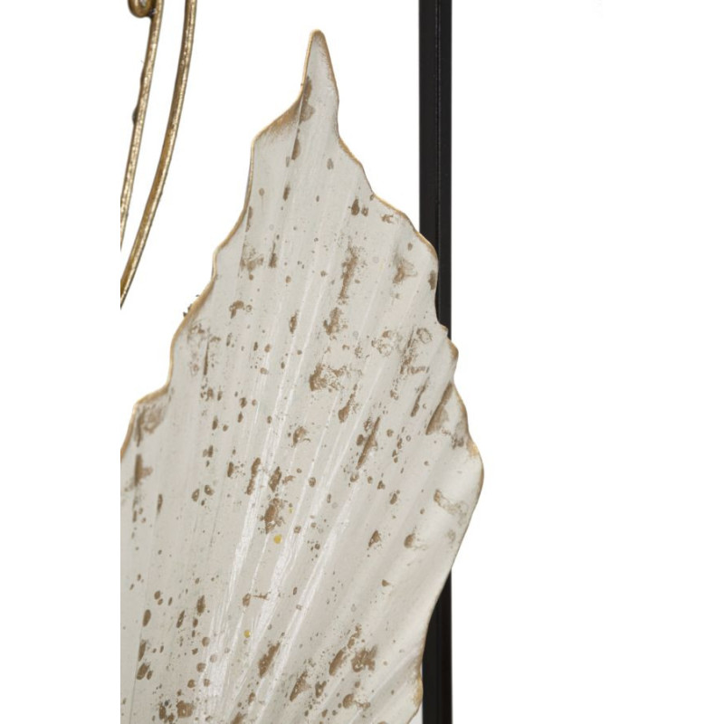 Décoration murale design bohème Feuilles & Fleurs Métal Noir Beige Gris Doré Classic H 74 cm 