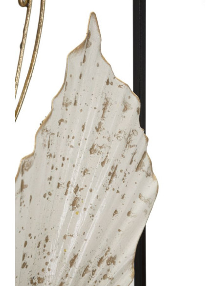 Décoration murale design bohème Feuilles & Fleurs Métal Noir Beige Gris Doré Classic H 74 cm 