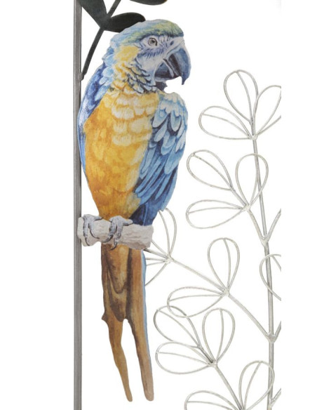 Décoration murale design original Perroquet & Feuilles Métal Gris Multicolore Parrot H 74 cm 