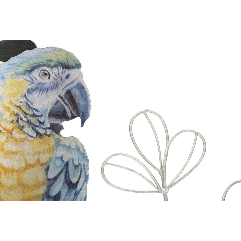 Décoration murale design original Perroquet & Feuilles Métal Gris Multicolore Parrot H 74 cm 