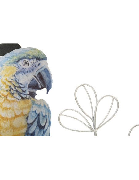 Décoration murale design original Perroquet & Feuilles Métal Gris Multicolore Parrot H 74 cm 