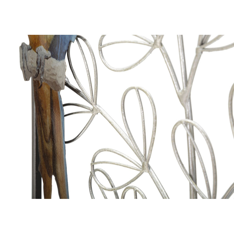 Décoration murale design original Perroquet & Feuilles Métal Gris Multicolore Parrot H 74 cm 