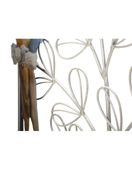 Décoration murale design original Perroquet & Feuilles Métal Gris Multicolore Parrot H 74 cm 