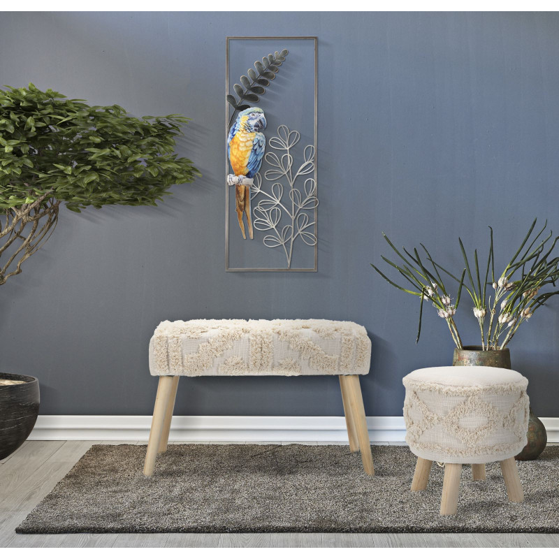 Décoration murale design original Perroquet & Feuilles Métal Gris Multicolore Parrot H 74 cm 