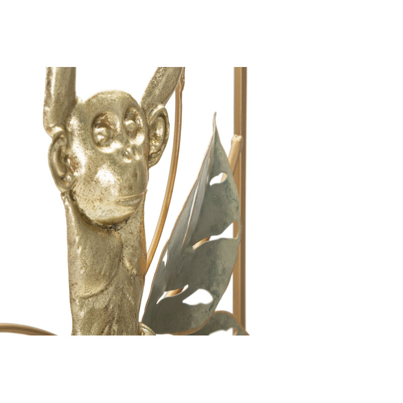 Décoration murale design original Singe & Feuilles Métal Doré Vert Monkey H 74 cm 