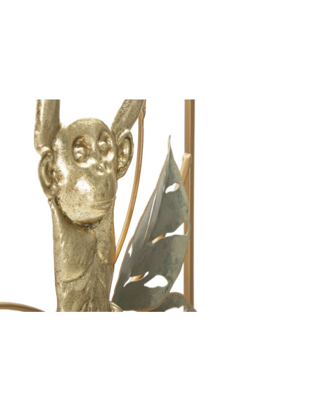 Décoration murale design original Singe & Feuilles Métal Doré Vert Monkey H 74 cm 