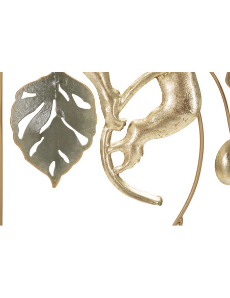 Décoration murale design original Singe & Feuilles Métal Doré Vert Monkey H 74 cm 