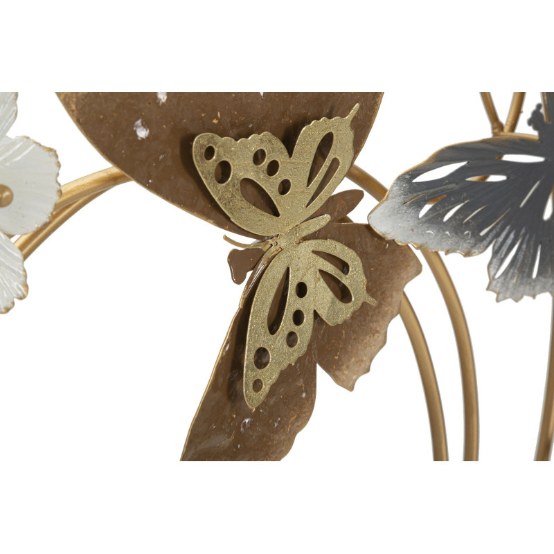 Décoration murale design Papillons & Fleurs Métal Doré Marron Blanc Gris Delis H 87 cm 