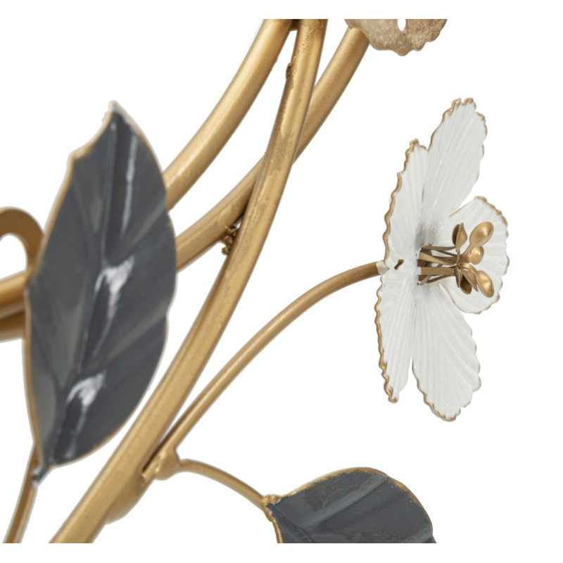 Décoration murale design Papillons & Fleurs Métal Doré Marron Blanc Gris Delis H 87 cm 