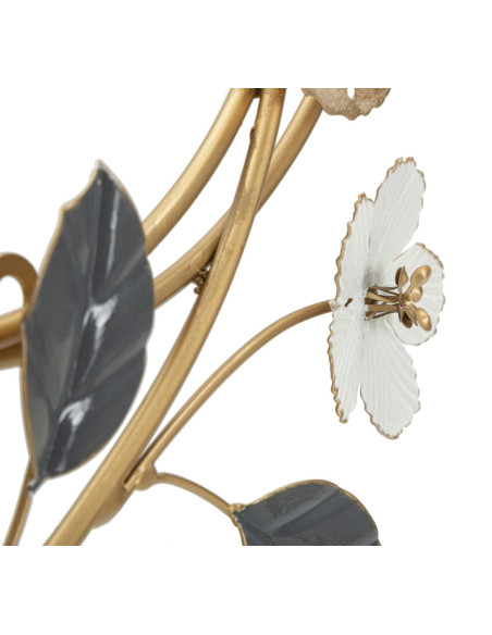 Décoration murale design Papillons & Fleurs Métal Doré Marron Blanc Gris Delis H 87 cm 