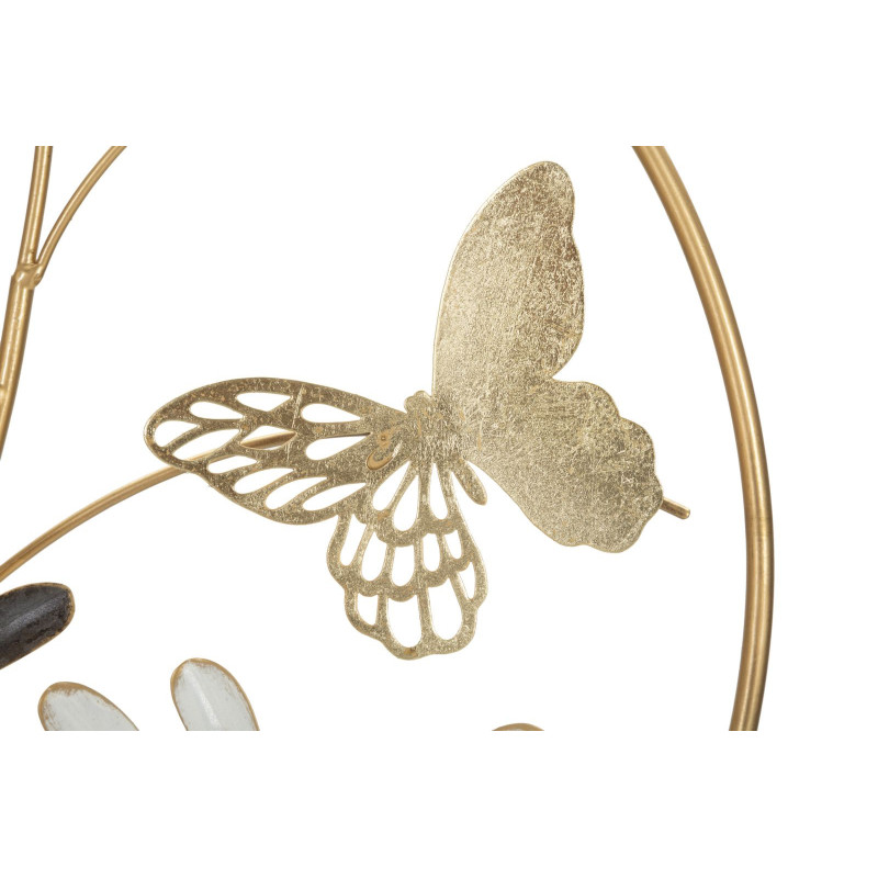 Décoration murale design bohème Papillons & Feuilles Métal Doré Beige Marron Lixy H 92 cm 