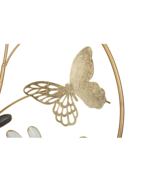 Décoration murale design bohème Papillons & Feuilles Métal Doré Beige Marron Lixy H 92 cm 